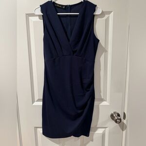 Chic Navy Blue Sleeveless Midi Dress